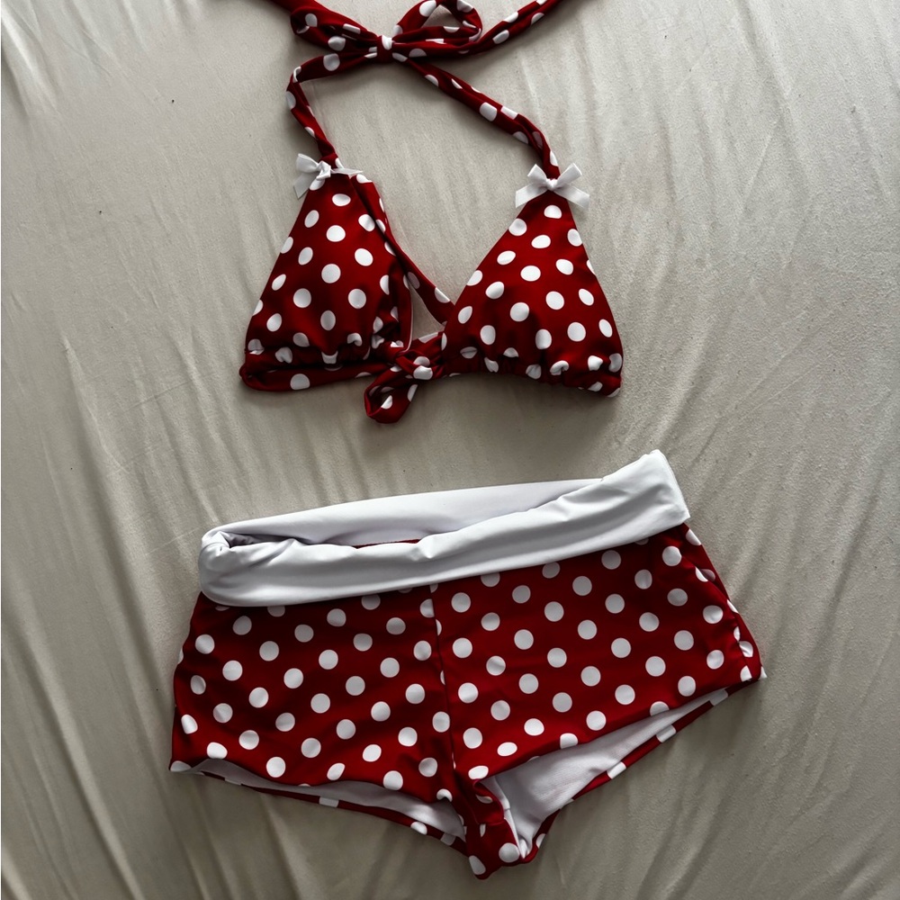 Retro Red and White Polka Dot Bikini Set